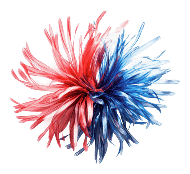 Colorful pom pom showcasing red and blue hues png