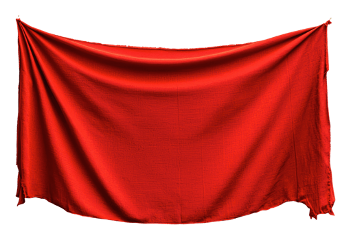 Bright red fabric draped elegantly in a display png