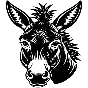 a black and white drawing of a donkey's head vector