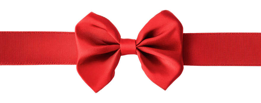 Bright red bow tied with a smooth ribbon png