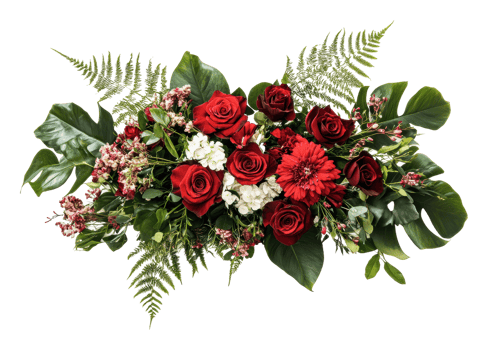 Fresh flower arrangement with vibrant red roses png