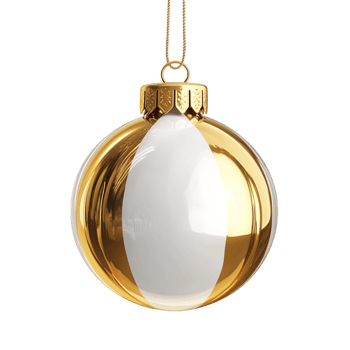 Golden and White Christmas Ball Ornament with Shine Effect png