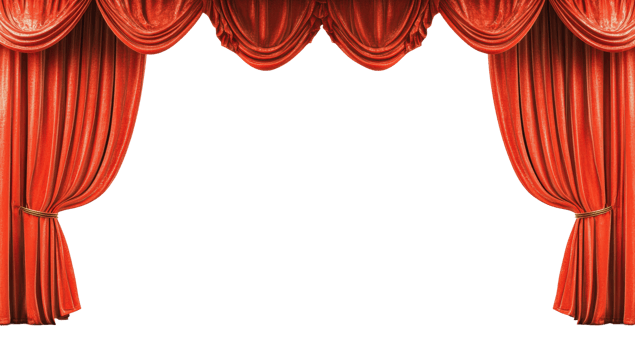 Red velvet stage curtain ready for performance png