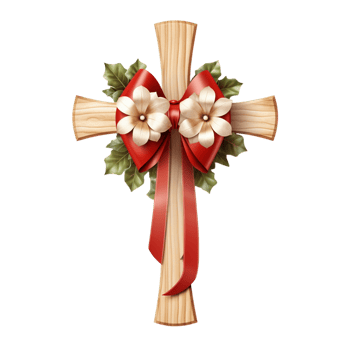 Christmas Cross with Festive Bows png