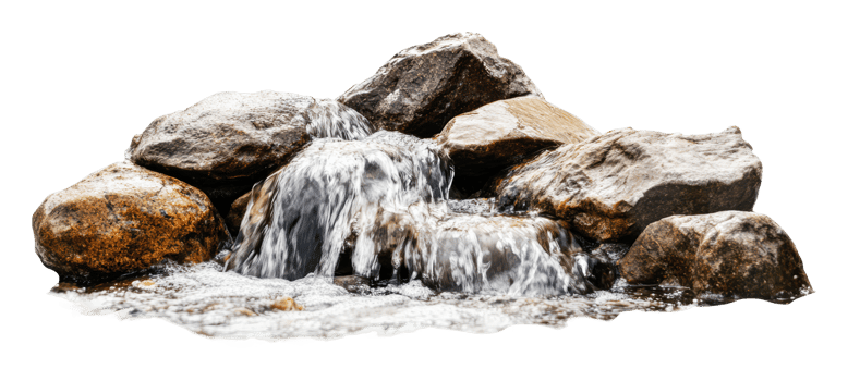 Natural rock formation with flowing water feature png