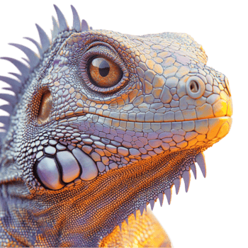 Close-up of Colorful Lizard Head with Orange and Purple Textured Skin png