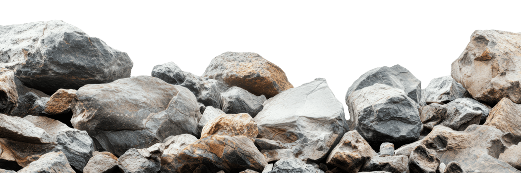 Pile of assorted rocks on a white background png