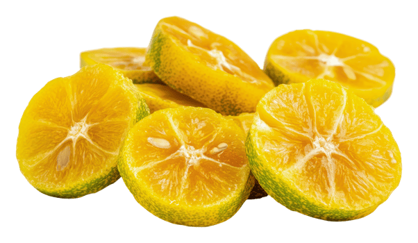 Fresh citrus slices in vibrant yellow hue png