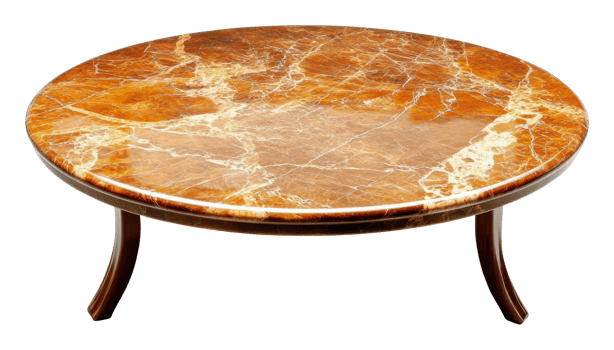 Coffee table with marble top and wooden legs png