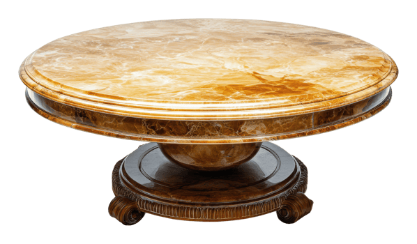 Elegant round table with a marble top design png