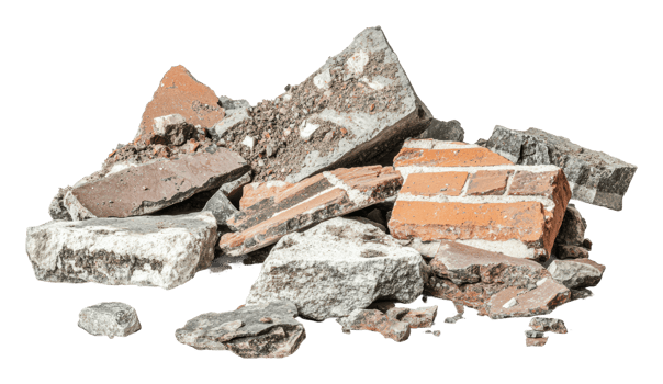 Pile of construction debris on white background png