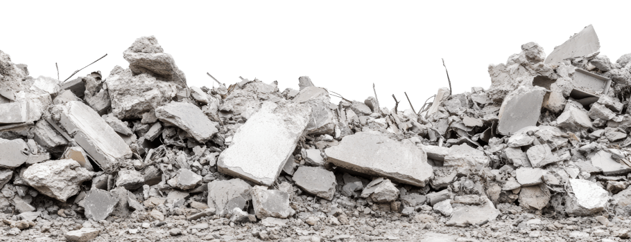 Construction debris scattered in urban area png