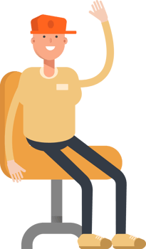 Man Wearing Cap Character Sitting on Chair png