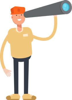 Man Wearing Cap Character Using Binoculars png