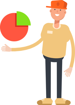 Man Wearing Cap Character Holding Pie Chart png