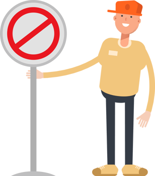 Man Wearing Cap Character and Prohibition Signage png