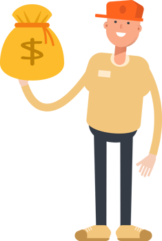 Man Wearing Cap Character Holding Dollar Sack png