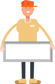 Man Wearing Cap Character and Blank Signage png