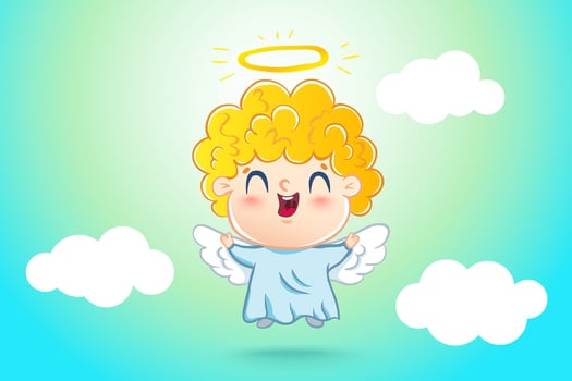 Illustration of a cute angel in kawaii style. Good and bad. Children is in costume of angel vector