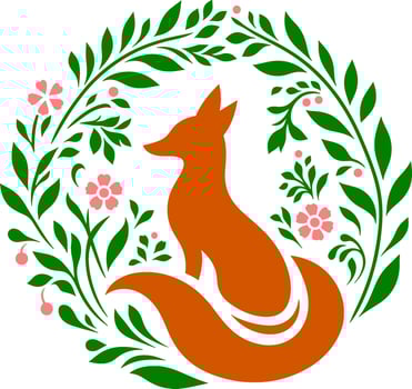 Floral Fox Silhouette Design vector