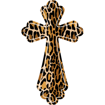 A cross with a leopard print patten cutouts png