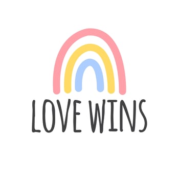 Lgbt rainbow flag with love wins vector