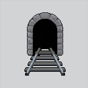 Pixel illustration Railway Tunnel. Pixelated Tunnel Entrance. Railway Tunnel Entrance icon pixelated for the pixel art game and icon for website and game. old school retro. vector