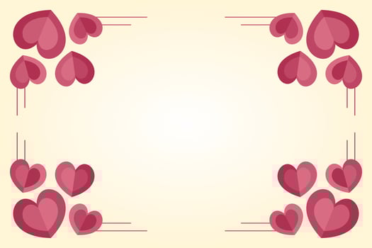 Love Frame with Heart Ornament, Pink Paper Cut Style. Free Copyspace Area Design. Suitable for Greeting Cards, Posters, Social Media, Banners. vector