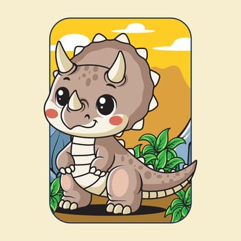 Cute Triceratops Dinosaur Cartoon Illustration Design for Kids and Children vector