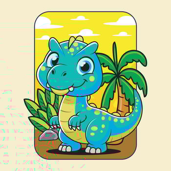 Funny Allosaurus Dinosaur Cartoon Illustration Design for Kids and Children vector