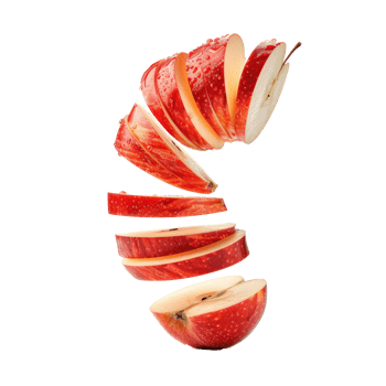 Falling slices of apple isolate on transparency background png