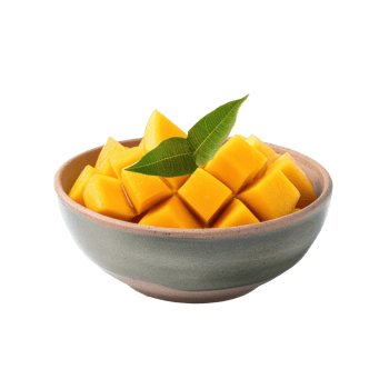 Fresh Mango in a bowl front view isolate on transparency background png