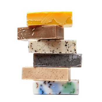 Stack of body wash soap side view isolate on transparency background png