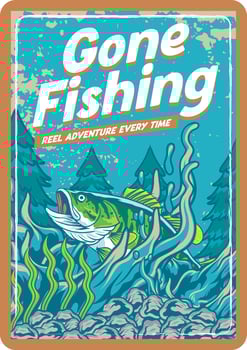Fishing Colorful Cartoon poster with Big Bass Tuna Fish Illustration vector