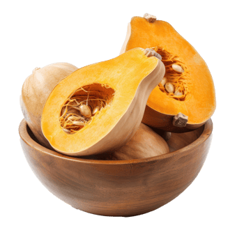 Butternut Squash in a bowl front view isolate on transparency background png