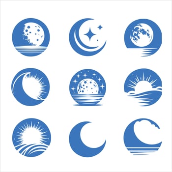 Collection of Blue Crescent Moon vector