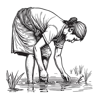 In the Fields A Tribute to Traditional Rice Farming vector