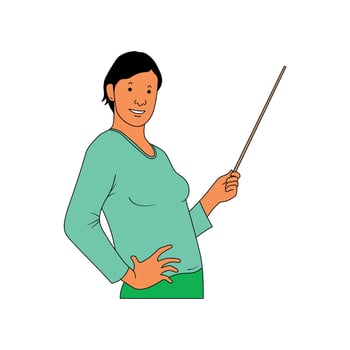a female teacher is teaching vector