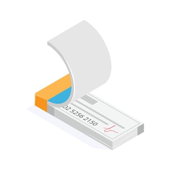 Download this premium of cheque book in trendy isometric style vector