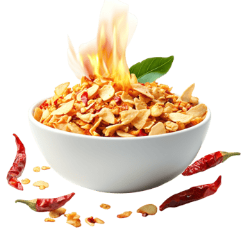 namkeen with chili and fire flames on a transparent background png