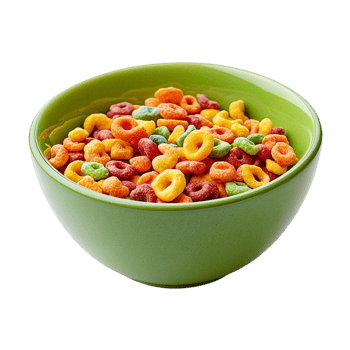 Green Bowl with Colorful Cereal on transparent background png