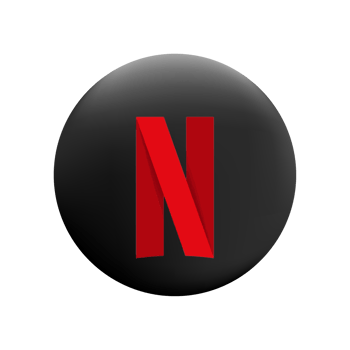 Netflix logo on a flat and red button png
