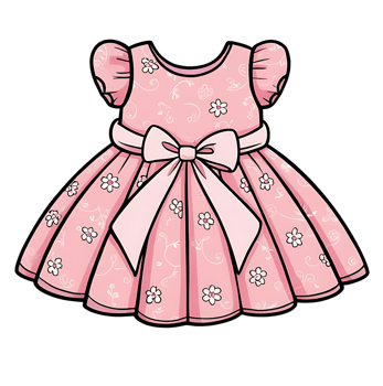 Pink dress with flowers on it, on a transparent background png