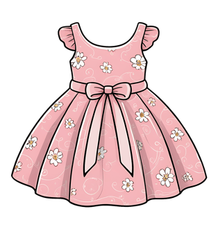 pink dress with flowers on it, clipart png