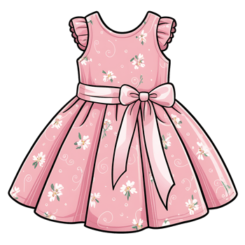 pink dress with flowers on it, clipart png