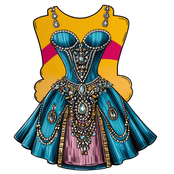 dress with blue and pink colors on it png