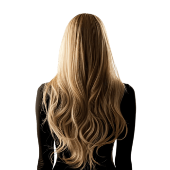 A woman with long blonde hair against a transparent background png