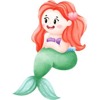 Cute red haired mermaid princess png