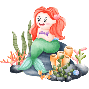 Red haired mermaid princess. png