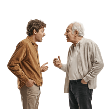 A son arguing with an elderly parent png